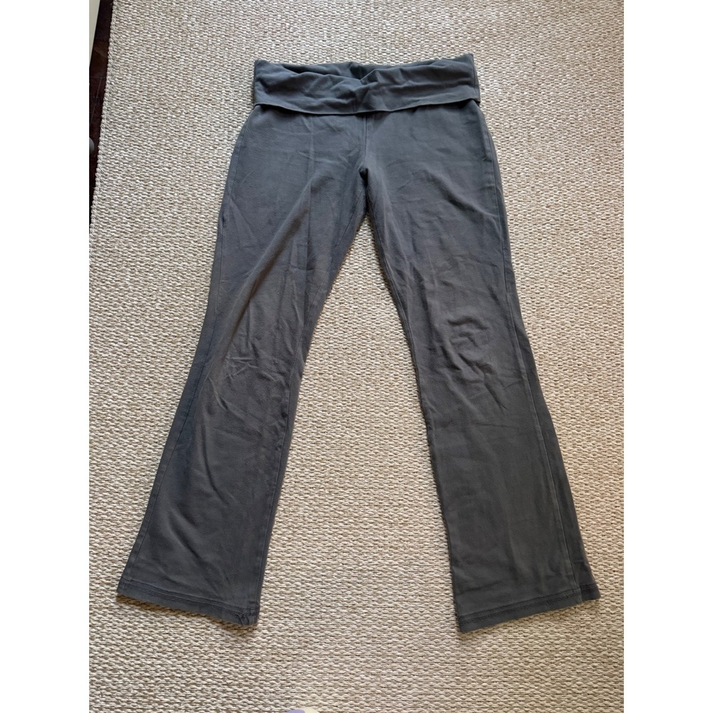 Y2K vintage Mossimo  Gray Fold Over Waistband Flare Leg Yoga Pants Size XL